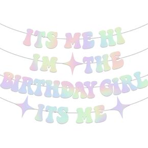 Its Me Hi Im The Birthday Girl Its Me Banner, NO-DIY Glitter Red Popular Birthday Decorations Banner, Its A Girl Garland for Party Decorations