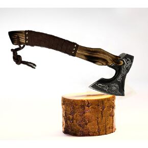 Handmade Viking Axe with Pure Leather Sheath | Real Handmade Outdoor Hunting OR Camping | Viking Gifts for Men (Black)