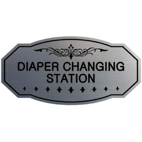 Signs ByLITA Victorian Diaper Changing Station Sign(Brushed Gold) - Small