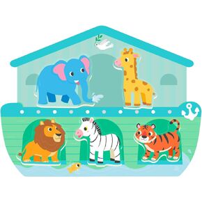 5 Piece Noah's Ark Puzzle, Religious Scene Wooden Chunky Jigsaw Puzzles for Kids Ages 3-5, Christian Bible Preschool Educational Toy for Toddlers