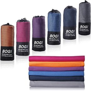 BOGI Microfiber Travel Sports Towel-Quick Dry Towel, Soft Lightweight Microfiber Camping Towel Absorbent Compact Travel Towel for Camping Gym Yoga Swimming Backpacking (L:60''x30''+16''x16''-Nblue)
