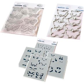 Pinkfresh Studio Small Butterflies - Stamp, Layering Stencils and Die - 3 Items