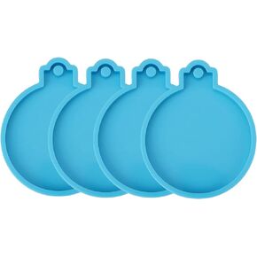 LUTER Christmas Resin Molds Silicone, 4pcs Resin Ornament Molds Christmas Pendant Molds with Hanging Hole, Resin Casting Supplies for DIY Jewelry Pendant Charms