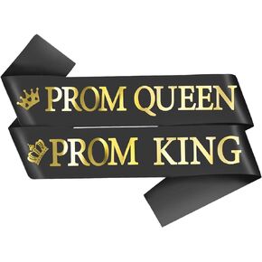 Prom King and Queen Sash, 80s Prom Queen Sash Prom Sashes for Prom Court, High School Dance, Party, Costume, Event, Graduation Party School Party Accessories, Black