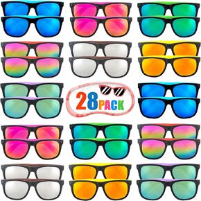 Neon Party Sunglasses,28 Pack 7 Colors Party Glasses for Adults and Teens,80’s Retro Style Party Favors for Pool Party,Beach Party,Birthday Graduation Party,Outdoor party supplies