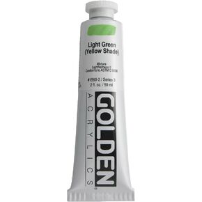 Heavy Body Acrylics by GOLDEN, Light Green (Yellow Shade), 2 fl. oz. Tube, Professional Acrylic Paint, Semi-Opaque