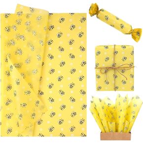 Kavoc 100 Sheet Honey Bee Tissue Paper, Light Yellow Bee Pattern, 13.8 x 19.7 inches, Spring/Summer Holidays, Wedding, Easter, Baby Shower