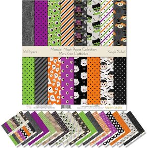 Pattern Paper Pack - Monster Mash - Scrapbook Premium Specialty Paper Single-Sided 12"x12" Collection Includes 16 Sheets - by Miss Kate Cuttables
