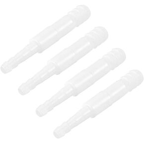 uxcell Aquarium Air Valve Connector Straight Clear White Plastic Inline Tubing 4mm to 8mm 4Pcs