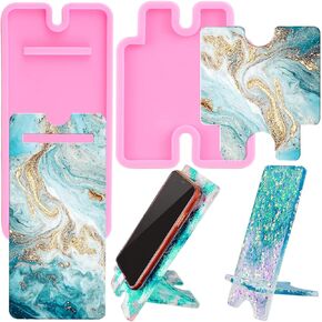 Mobile Phone Stand Silicone Resin Mold Phone Holder Epoxy Resin Molds Craft Cell Phone Bracket Silicone Mold Set Of 2