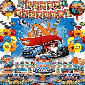 165 PCS Car Birthday Party Supplies Includes Backdrop, Balloon, Invitation Cards, Taableware in Saudi Arabia