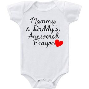 Snagminio Mommy &Daddy's Answered Prayer Baby Climbing Playsuit Infant Bodysuit Short Sleeve