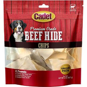 Cadet Premium Grade Beef Hide for Dogs, Rawhide Long Lasting Dog Chews, Chips, Curls & Rolls for Small/Medium/Large Dogs