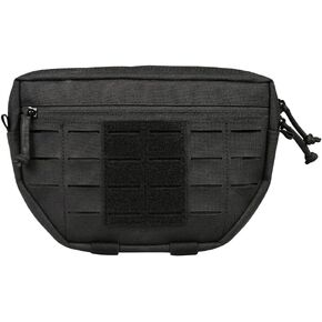 Tactical Pouch Front Pocket with Velcro Attach 3 Color Admin Webbing MOLLE System Bag with Double Zipper Dump Pouch with Mesh Pocket Elastic Band Inside 9"×5.9"×1.3"