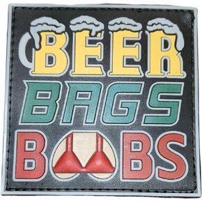 Funny Cornhole Patch Beer Bags Boobs Funny PVC Night Glow Patch with Hook Backing for The Mans Man That is Loud and Proud About Playing, Drinking, and Girls !