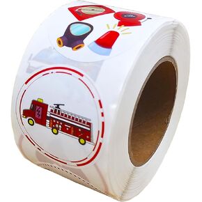 500 Pieces Fire Truck Party Decorations Labels Roll Stickers-Firefighter Party Fireman Themed Baby Shower Birthday Party Supplies Decorations Favors Decals