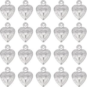 SUNNYCLUE 1 Box 100+Pcs Valentine's Day Charms Heart Charms Stainless Steel 3D Puffy Heart Love Charms Half Folded Valentine Heart Charms for Jewelry Making Charms Necklace Earrings Craft Supplies