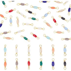 SUPERFINDINGS 12 Colors Glass Connectors 48Pcs Electroplated Crystal Faceted Beads Linking Charms Rhinestone Charm Links with Brass Findings Golden Earring Charms for Jewelry DIY Making