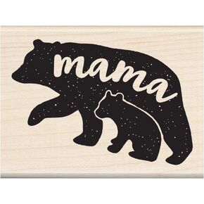 Inkadinkado Mama Bear and Baby Bear Wood Mounted Rubber Stamp for Mother's Day Cards and Scrapbooking, 1pc, 3.02''L x 2.23''W