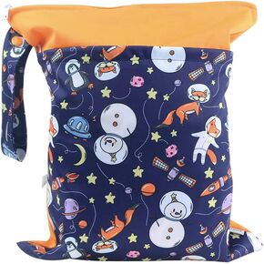 Hi Sprout Grab and Go Wet Dry Cloth Diaper Bags -Waterproof Washable Reusable Diaper Organizer (simple bag, dinosaur) in Saudi Arabia