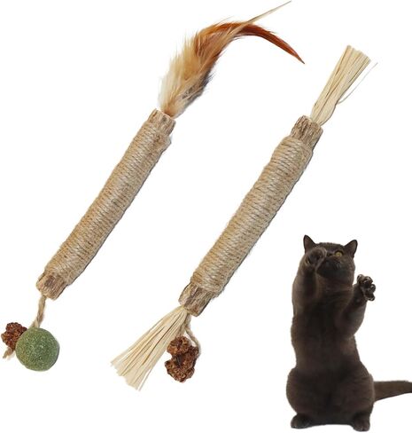 ألعاب القطط النعناع البري أعواد سيلفرفين للمضغ للقطط الداخلية. أسنان طحن السيزال الطبيعية للقطط لمطاردتها ولعب الألعاب التفاعلية، مواد آمنة وموثوقة، صديقة للقطط. قطعتان in Kuwait