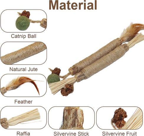 ألعاب القطط النعناع البري أعواد سيلفرفين للمضغ للقطط الداخلية. أسنان طحن السيزال الطبيعية للقطط لمطاردتها ولعب الألعاب التفاعلية، مواد آمنة وموثوقة، صديقة للقطط. قطعتان in Kuwait