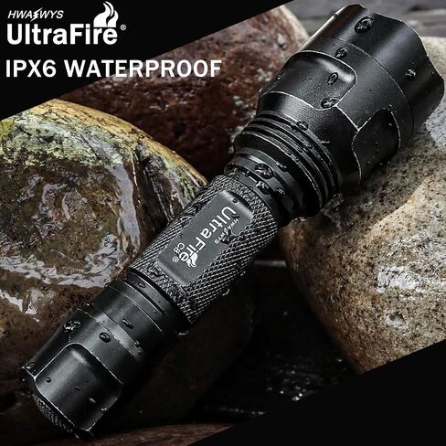 ULTRAFIRE C8 مصباح يدوي صغير LED أحادي الوضع 1000 مصباح يدوي تكتيكي عالي التجويف مع شاحن وUFB18، للطوارئ والتخييم والحمل اليومي EDC ضوء فلاش محمول in Saudi Arabia