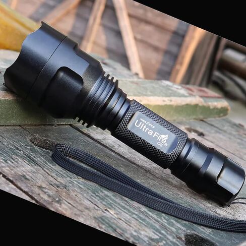 ULTRAFIRE C8 مصباح يدوي صغير LED أحادي الوضع 1000 مصباح يدوي تكتيكي عالي التجويف مع شاحن وUFB18، للطوارئ والتخييم والحمل اليومي EDC ضوء فلاش محمول in Saudi Arabia