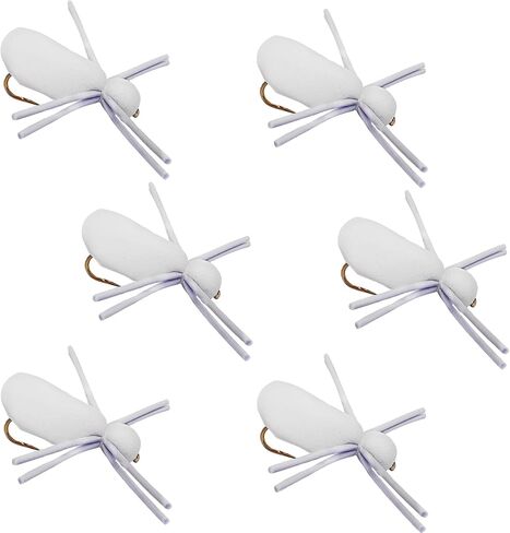 Thor Outdoor Foam Spider Fly Fishing Set – White, 6 Pc, Hook Size #14 - Topwater Dry Flies for Bass, Panfish, and Trout in Saudi Arabia