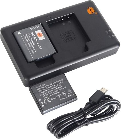 بطارية DSTE 2X DB-110 + شاحن مزدوج سريع مع كابل Micro USB متوافق مع كاميرا Ricoh GR III GRIIIX Ricoh WG-6 Ricoh G900 Ricoh G900SE مثل BJ-11 Li-90B in Saudi Arabia