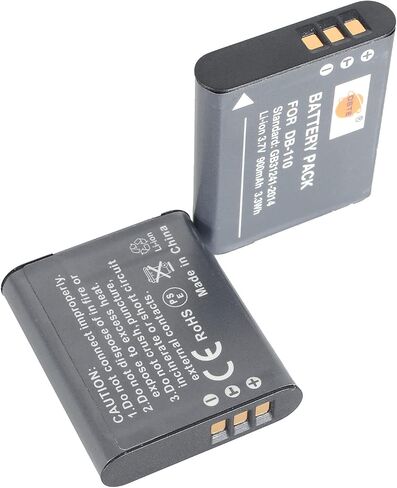 بطارية DSTE 2X DB-110 + شاحن مزدوج سريع مع كابل Micro USB متوافق مع كاميرا Ricoh GR III GRIIIX Ricoh WG-6 Ricoh G900 Ricoh G900SE مثل BJ-11 Li-90B in Saudi Arabia
