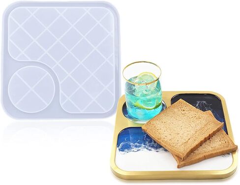 KyeeaDIY Silicone Tray Mold, Square/Rectangle Food Serving Tray, Resin Molds for Coasters, Candles, Decor, Personalized DIY Projects in Kuwait