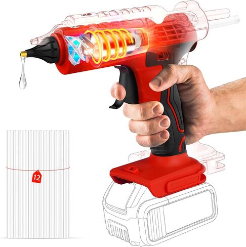 عدة مسدس غراء ساخن لاسلكي لبطارية ميلووكي (البطارية غير متضمنة)، مسدس غراء لاسلكي لاسلكي وقابل لإعادة الشحن، مسدس غراء ساخن بالحجم الكامل مع 12 قطعة 0.43 بوصة مجموعة أعواد غراء ساخنة كبيرة للحرف اليدوية والأشغال اليدوية in Kuwait