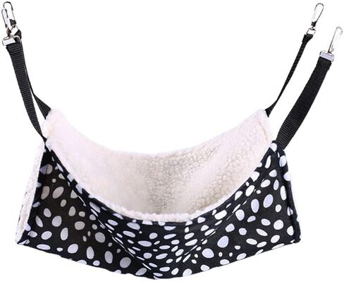 WZYuan Pet Cage Hammock, Polyester Polka Dot Small Pet Animal Small Dog Puppy Cat Kitty Kitten Ferret Hanging Hammock Bed Sleepy Pad Comforter Black and White in Kuwait