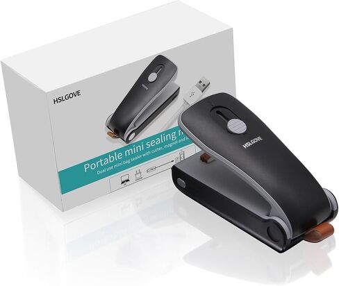 سدادة الأكياس الصغيرة، مانع تسرب الأكياس الحرارية القابلة لإعادة الشحن عبر USB، 2 في 1 مانع تسرب الأكياس المحمولة مع قطاعة للأكياس البلاستيكية والوجبات الخفيفة وتخزين الطعام in Kuwait