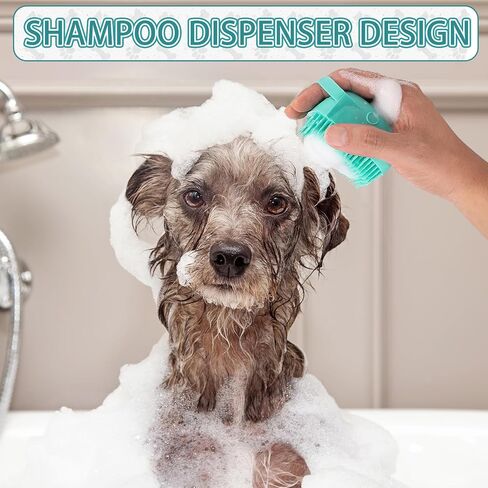 Jspupifip 2 Pack Dog Bath Brush, Soft Silicone Shampoo Dispenser Brush Rubber Scrubber Pet Massage Comb Shower Grooming Shedding Washing Soap Brush for Long Short Haired Dogs Cats (2PCS Green) in Saudi Arabia