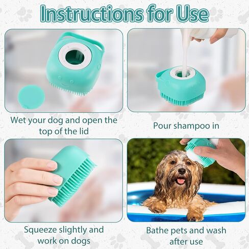 Jspupifip 2 Pack Dog Bath Brush, Soft Silicone Shampoo Dispenser Brush Rubber Scrubber Pet Massage Comb Shower Grooming Shedding Washing Soap Brush for Long Short Haired Dogs Cats (2PCS Green) in Saudi Arabia