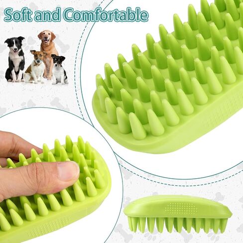 Jspupifip 2 Pack Dog Bath Brush, Soft Silicone Shampoo Dispenser Brush Rubber Scrubber Pet Massage Comb Shower Grooming Shedding Washing Soap Brush for Long Short Haired Dogs Cats (2PCS Green) in Saudi Arabia