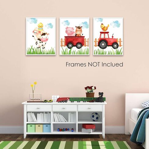 Wall Art Wall Décor Prints Farm Animals Nursery Décor Posters for Room Aesthetic Watercolor Farm Baby Nursery Prints Farmhouse Artwork for Bedroom Living Room Kids Room, Set of 3 Unframed, 8 x 10 Inch in Kuwait
