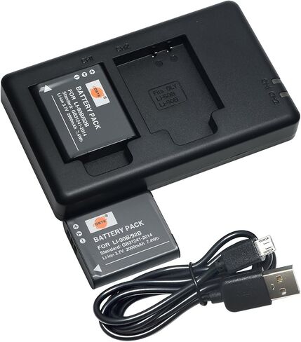 استبدال DSTE لبطارية 2X Li-90B + شاحن مزدوج سريع مع كابل Micro USB متوافق مع Olympus SH-50 iHS SH-60 SP-100 Tough TG-1 TG-2 TG-3 TG-5 TG-6 XZ-2 iHS TG- جهاز تعقب باسم LI-92B in Saudi Arabia