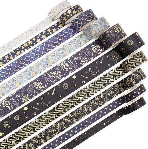 YUBX Creative Washi Tape Set 10 Rolls Gold Foil Print Decorative Masking Tapes for Arts, DIY Crafts, Journals, Planners, Scrapbook, Wrapping (Cute Sweety) in Saudi Arabia