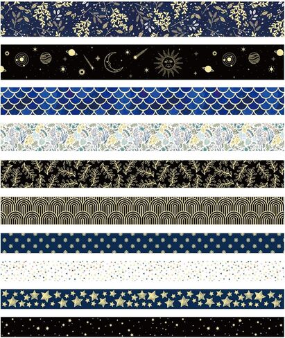 YUBX Creative Washi Tape Set 10 Rolls Gold Foil Print Decorative Masking Tapes for Arts, DIY Crafts, Journals, Planners, Scrapbook, Wrapping (Cute Sweety) in Saudi Arabia