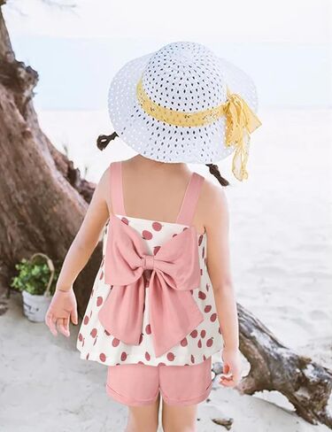 oklady Toddler Girl Clothes Cute Sleeveless Printed Top Casual Shorts Set Summer Outfits for Girls 3Pcs Clothing Sets in Kuwait