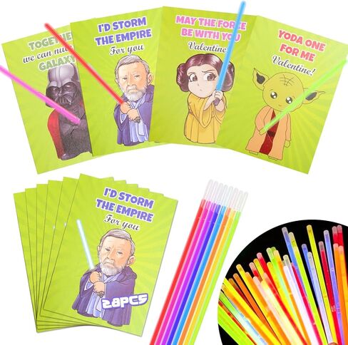 بطاقات عيد الحب للأطفال - 32 عبوة من أعواد النيون المتوهجة مع بطاقات عيد الحب للأطفال في الفصل الدراسي - بطاقات تبادل عيد الحب للأطفال في الفصل الدراسي، جائزة مدرسة عيد الحب، هدية لحفلة عيد الحب in Kuwait