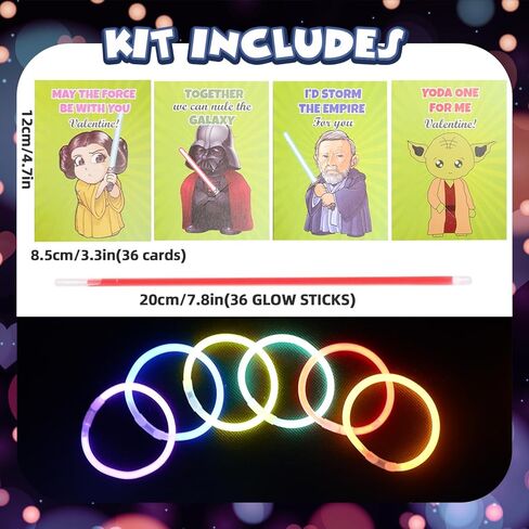 بطاقات عيد الحب للأطفال - 32 عبوة من أعواد النيون المتوهجة مع بطاقات عيد الحب للأطفال في الفصل الدراسي - بطاقات تبادل عيد الحب للأطفال في الفصل الدراسي، جائزة مدرسة عيد الحب، هدية لحفلة عيد الحب in Kuwait