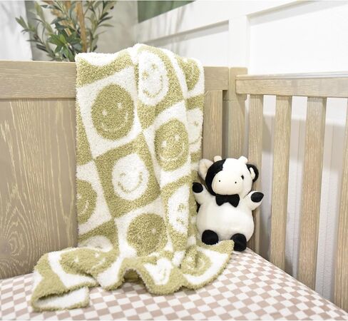 L+L USA Lightning Bolt Baby Blanket 28"x40" - DreamSoft Knit Throw for Crib, Stroller or Car Seat - Soft Blanket/Newborn Nursery Gift Essential for Toddler, Infant, Kids, Boys & Girls (Black/White) in Saudi Arabia