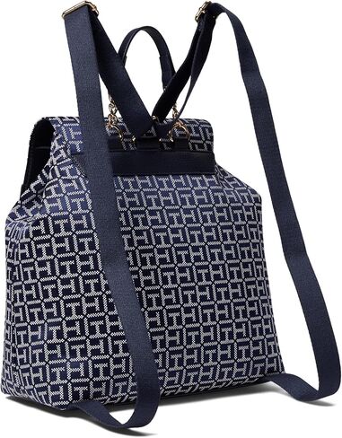 حقيبة ظهر Tommy Hilfiger Camilla II Flap-Square Monogram Jacquard Navy/White One Size in Saudi Arabia
