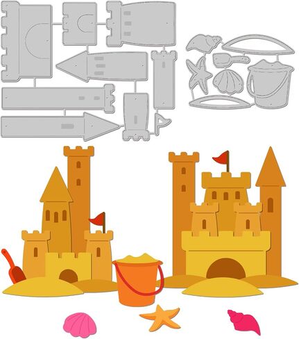 GLOBLELAND 2Pcs Sandcastle Cutting Dies Metal Frame Die Cuts Embossing Stencils Template for Paper Card Making Decoration DIY Scrapbooking Album Craft Decor in Saudi Arabia