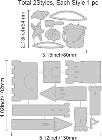 GLOBLELAND 2Pcs Sandcastle Cutting Dies Metal Frame Die Cuts Embossing Stencils Template for Paper Card Making Decoration DIY Scrapbooking Album Craft Decor in Saudi Arabia