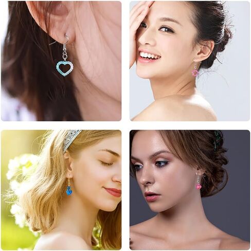 Resin Moulds Silicone Earring Kit, Silicone Pendant Molds for Necklace Bracelet Charms DIY Crafting Epoxy Resin Casting Moulds Resin Jewellery Making Kit Moulds with Earring Hooks 2pcs in Kuwait